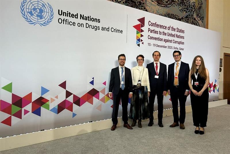 Die österreichische Delegation (BAK und BMEIA) bei der CoSP in Doha.